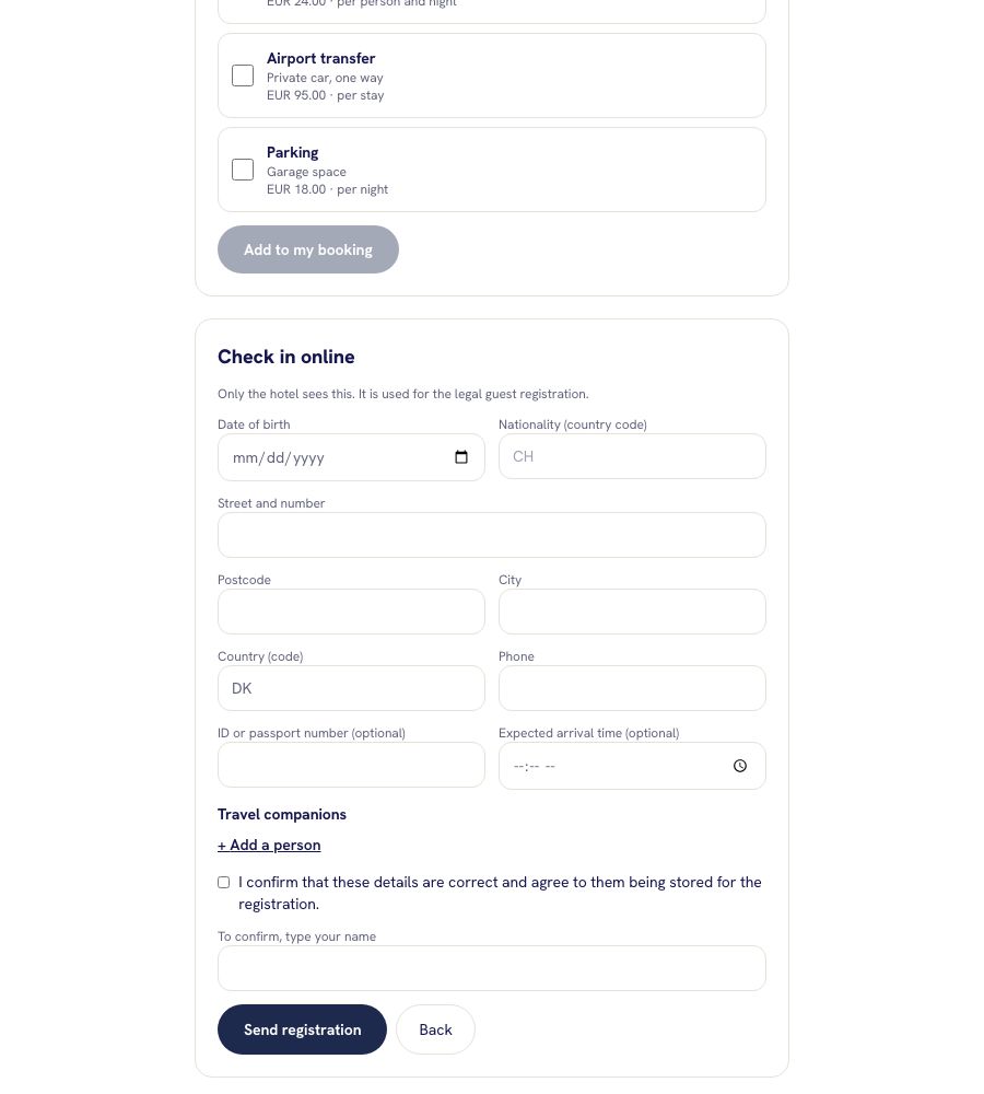 Das Online-Check-in-Formular