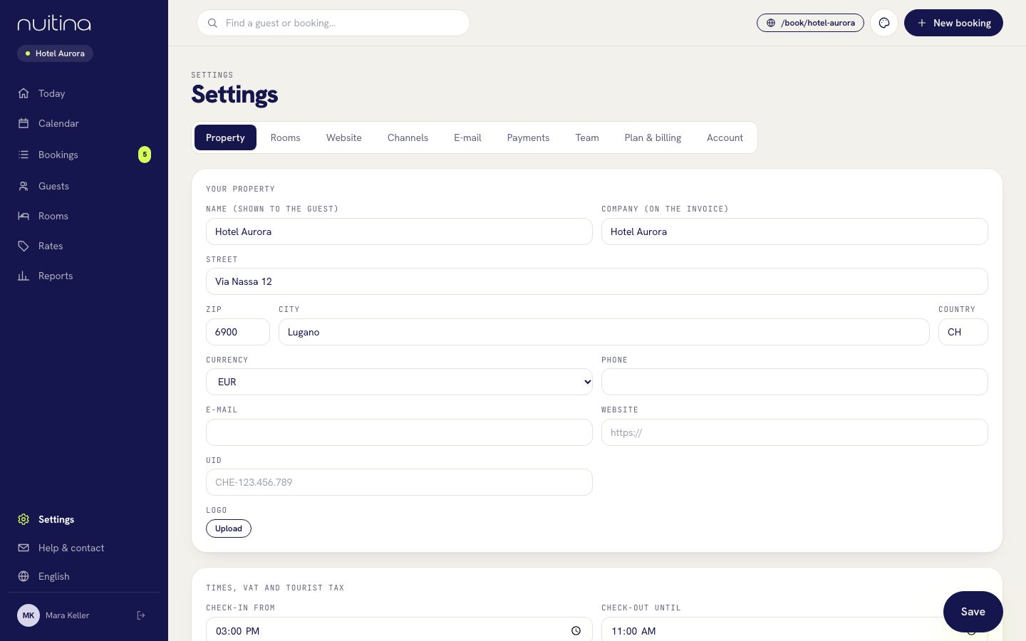 Property settings